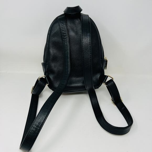 Steve Madden Vegan Pebble Leather Mini Backpack Black Gold - Picture 5 of 10